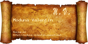 Moduna Valentin névjegykártya
